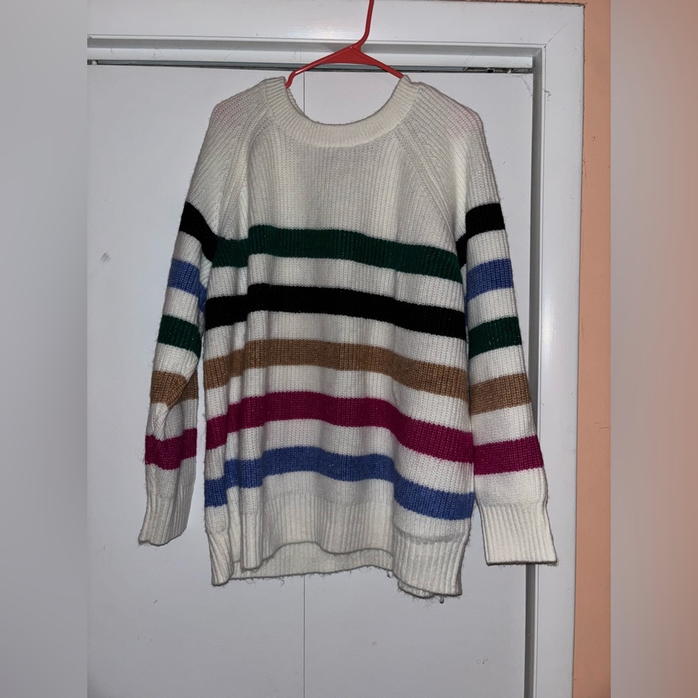 Colorful strip plus size sweater